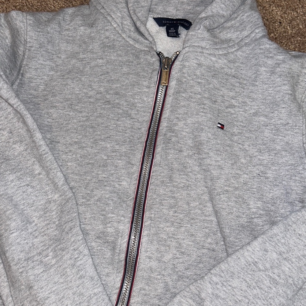 Gray Tommy Hilfiger Zip Up Hoodie